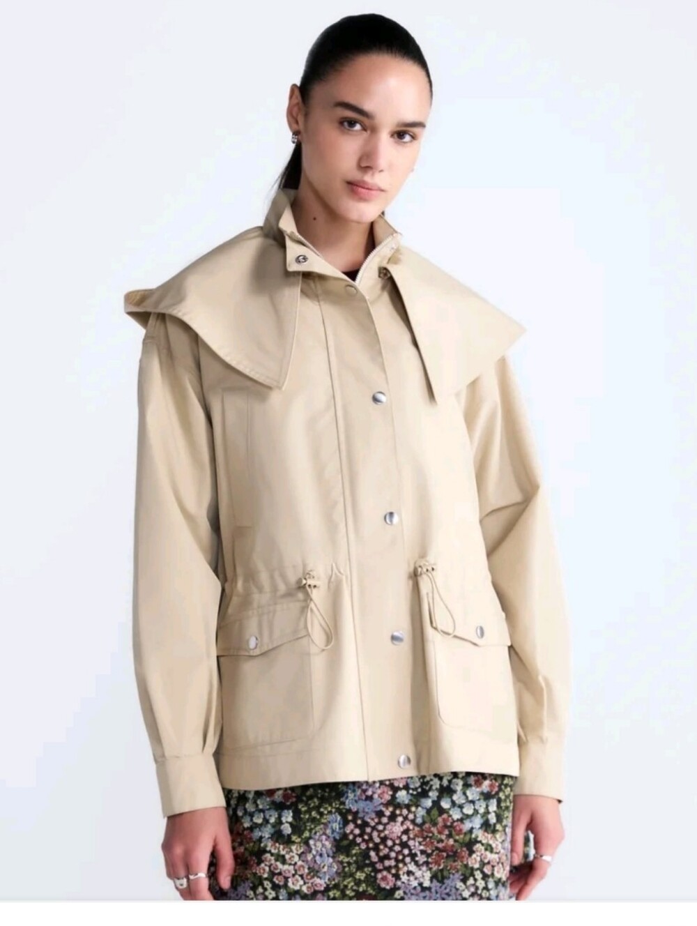 Free Assembly Women's and Women's Plus Cinched Utility Jacket w/ Hood Sz M(8-10)